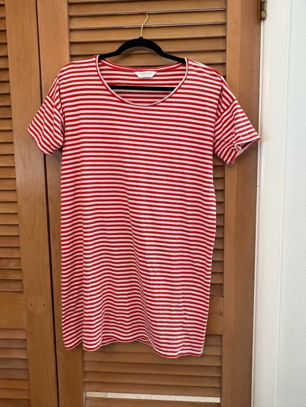 Everlane The Cotton Striped Oversized Tee T Shirt Dress S Red White Casual Small